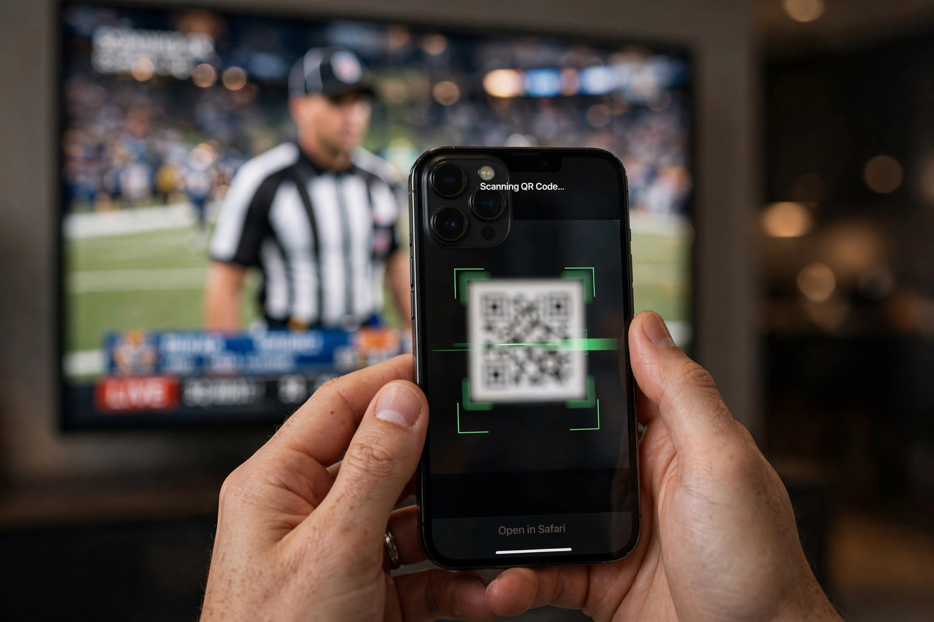 Fan scanning QR code to enter the experience